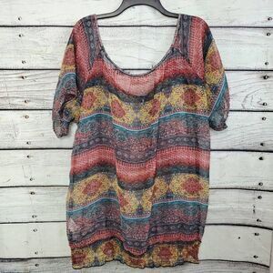 Maurices 2x Plus Sheer Blouse Top